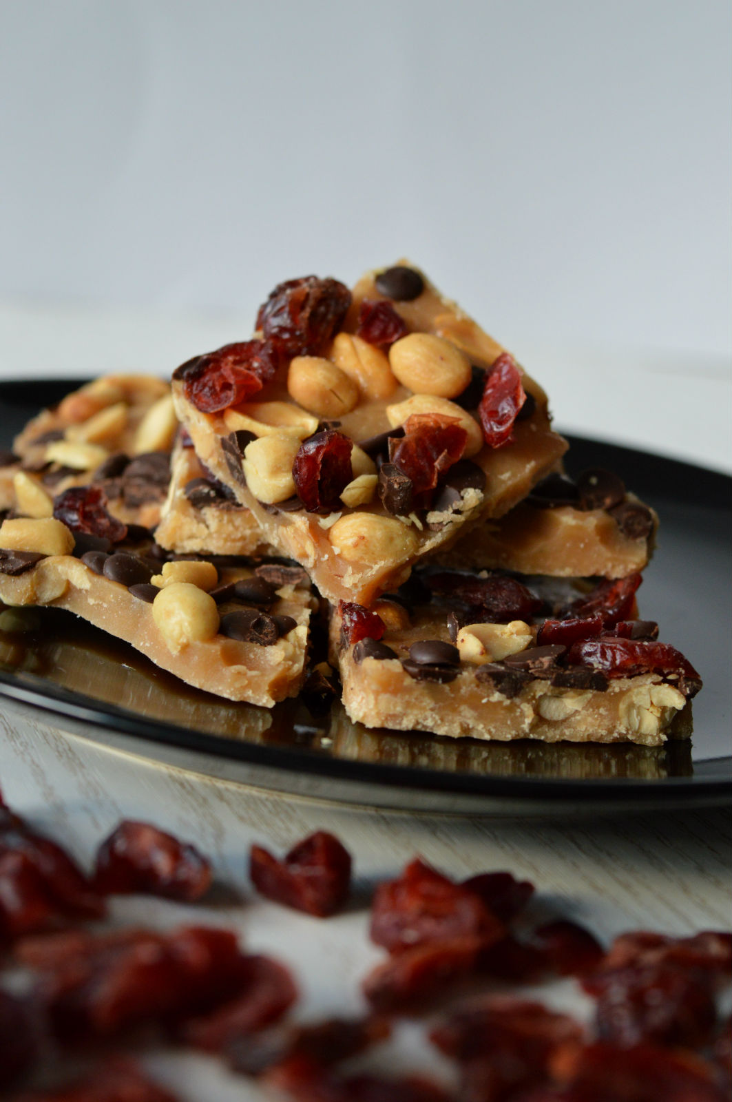 Erdnuss-Karamell mit Cranberries und Schokolade | fabelhafte-desserts.de